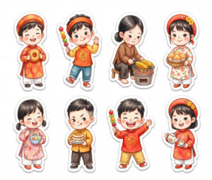 Sticker Tết, Chibi Năm Mới, Em Bé Tết  (66)