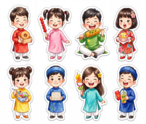 Sticker Tết, Chibi Năm Mới, Em Bé Tết  (67)