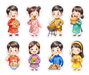 Sticker Tết, Chibi Năm Mới, Em Bé Tết  (68)