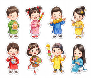 Sticker Tết, Chibi Năm Mới, Em Bé Tết  (69)