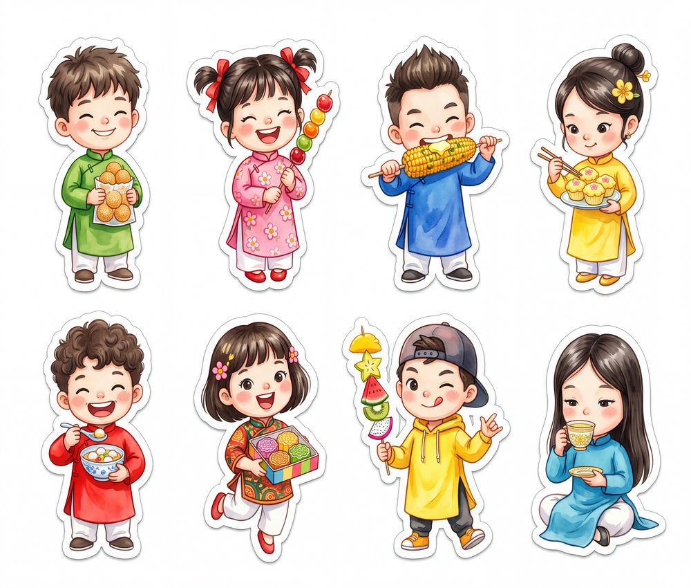 Sticker Tết, Chibi Năm Mới, Em Bé Tết (69)