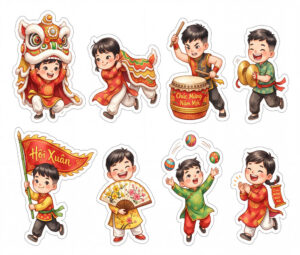 Sticker Tết, Chibi Năm Mới, Em Bé Tết  (70)