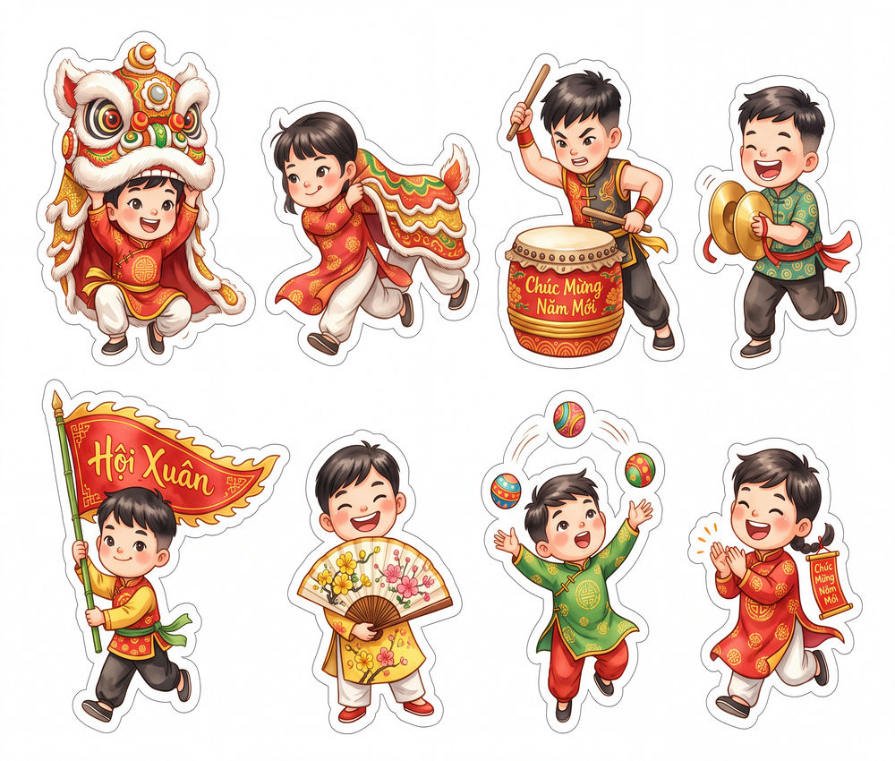 Sticker Tết, Chibi Năm Mới, Em Bé Tết (70)