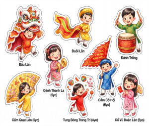 Sticker Tết, Chibi Năm Mới, Em Bé Tết  (71)