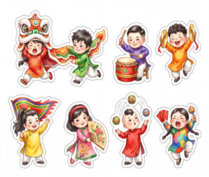 Sticker Tết, Chibi Năm Mới, Em Bé Tết  (72)