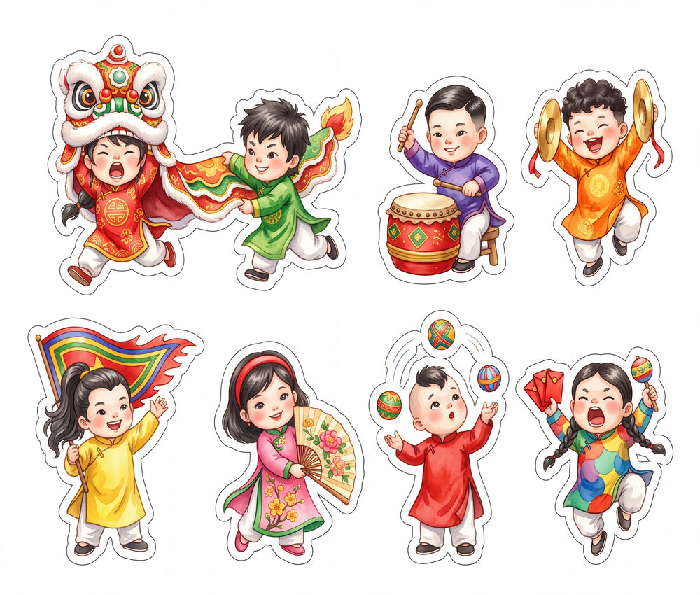 Sticker Tết, Chibi Năm Mới, Em Bé Tết (72)