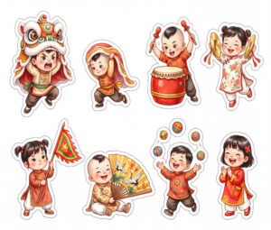 Sticker Tết, Chibi Năm Mới, Em Bé Tết  (73)