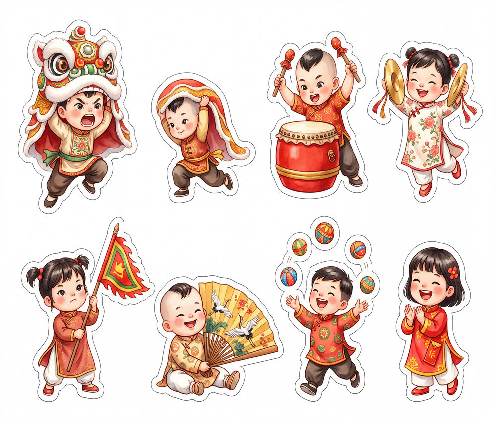 Sticker Tết, Chibi Năm Mới, Em Bé Tết (73)