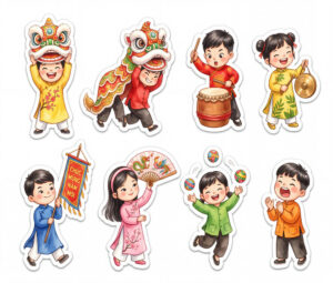 Sticker Tết, Chibi Năm Mới, Em Bé Tết  (74)
