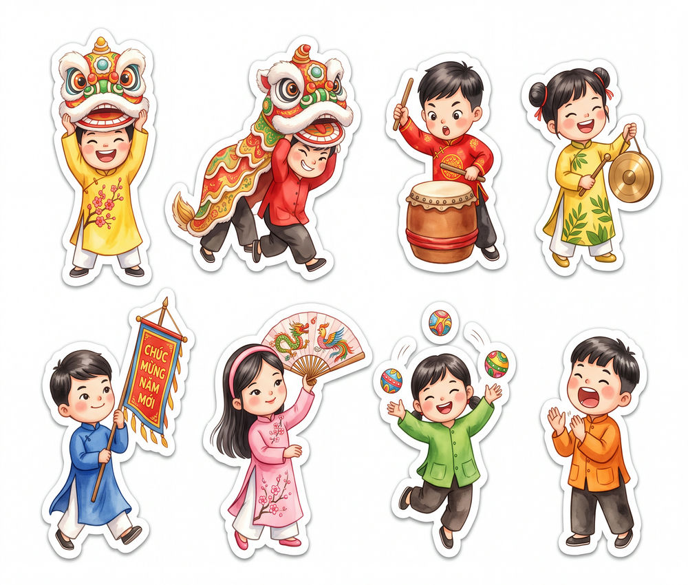 Sticker Tết, Chibi Năm Mới, Em Bé Tết (74)