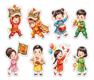 Sticker Tết, Chibi Năm Mới, Em Bé Tết  (76)