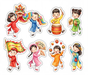 Sticker Tết, Chibi Năm Mới, Em Bé Tết  (77)