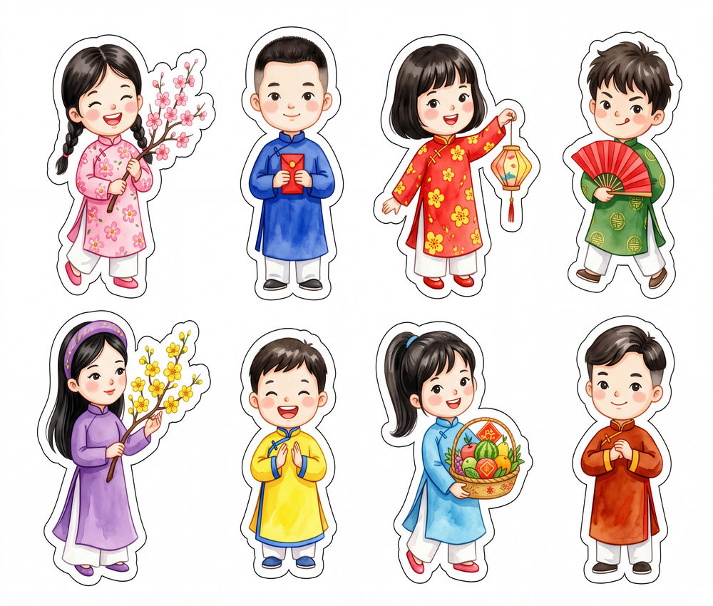 Sticker Tết, Chibi Năm Mới, Em Bé Tết (8)