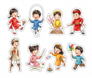 Sticker Tết, Chibi Năm Mới, Em Bé Tết  (81)