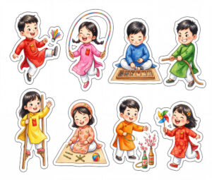 Sticker Tết, Chibi Năm Mới, Em Bé Tết  (82)