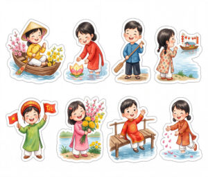 Sticker Tết, Chibi Năm Mới, Em Bé Tết  (86)