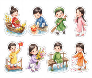 Sticker Tết, Chibi Năm Mới, Em Bé Tết  (87)