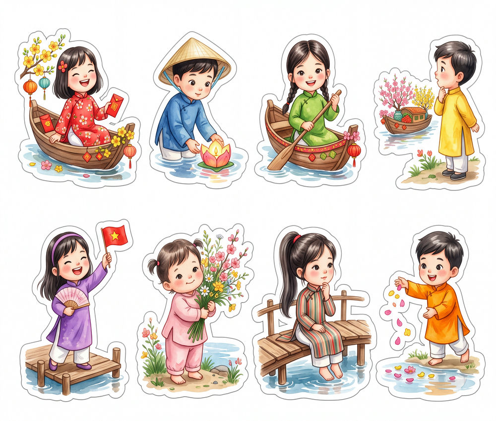 Sticker Tết, Chibi Năm Mới, Em Bé Tết (88)