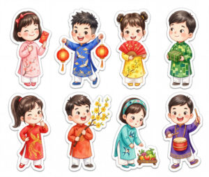 Sticker Tết, Chibi Năm Mới, Em Bé Tết  (9)