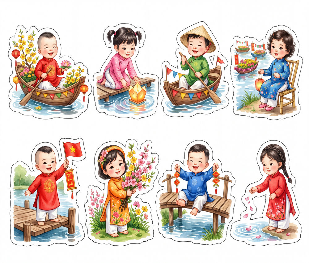 Sticker Tết, Chibi Năm Mới, Em Bé Tết (90)