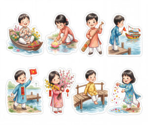 Sticker Tết, Chibi Năm Mới, Em Bé Tết  (91)