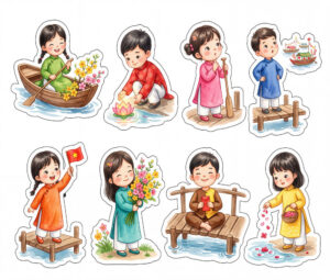 Sticker Tết, Chibi Năm Mới, Em Bé Tết  (92)