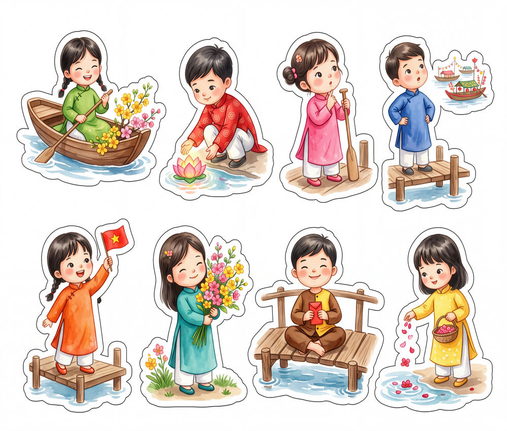 Sticker Tết, Chibi Năm Mới, Em Bé Tết (92)