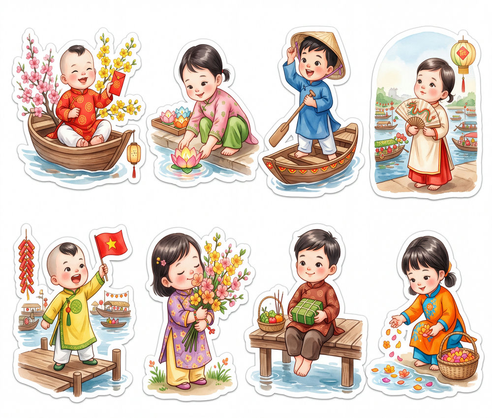 Sticker Tết, Chibi Năm Mới, Em Bé Tết (93)