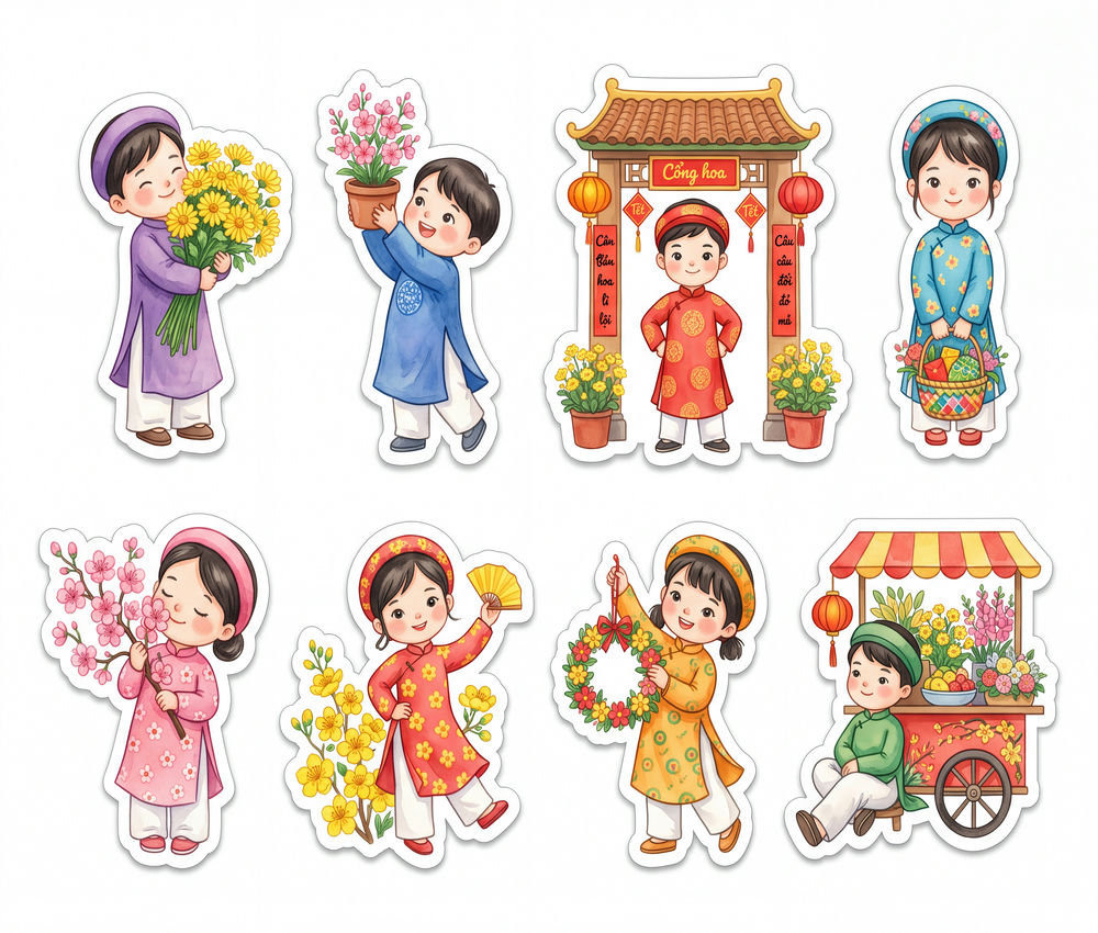 Sticker Tết, Chibi Năm Mới, Em Bé Tết (94)