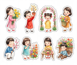Sticker Tết, Chibi Năm Mới, Em Bé Tết  (96)