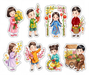 Sticker Tết, Chibi Năm Mới, Em Bé Tết  (98)