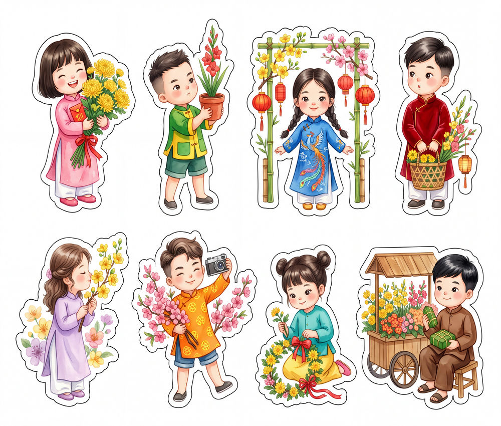 Sticker Tết, Chibi Năm Mới, Em Bé Tết (98)