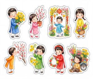 Sticker Tết, Chibi Năm Mới, Em Bé Tết  (99)
