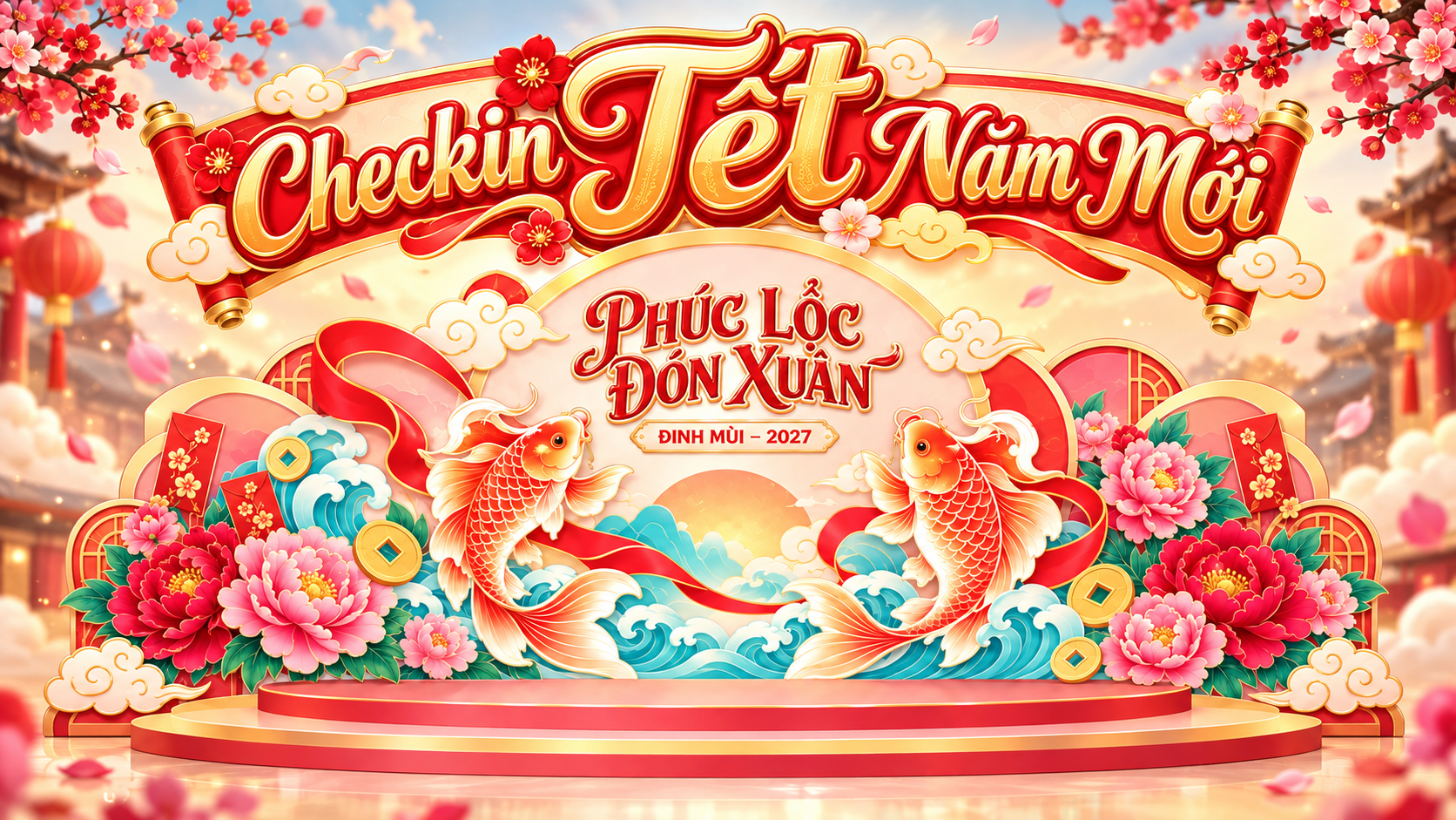 Mẫu Checkin Tết Năm Mới, Tiểu Cảnh Năm Con Dê 2027 5