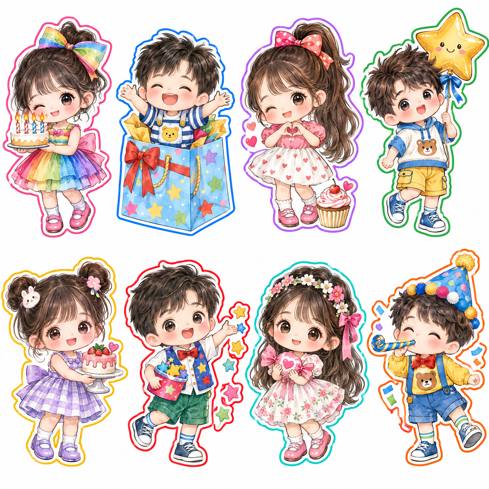 Sticker, Chibi Sinh Nhật, Em Bé Chibi (26)