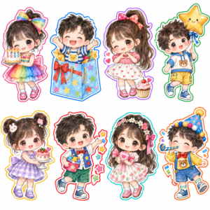 Sticker, Chibi Sinh Nhật, Em Bé Chibi (27)