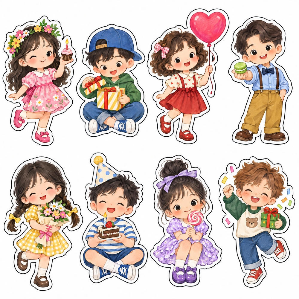 Sticker, Chibi Sinh Nhật, Em Bé Chibi (35)