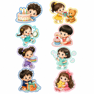 Sticker, Chibi Sinh Nhật, Em Bé Chibi (37)
