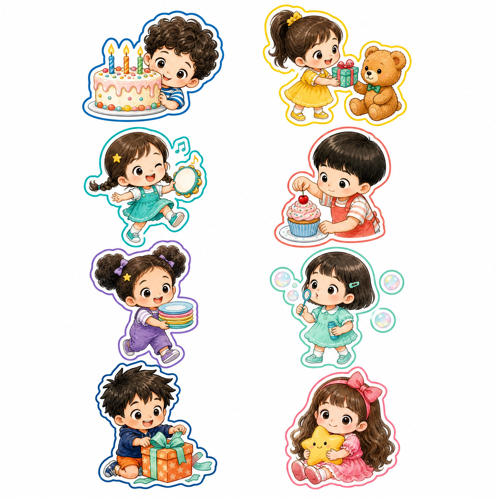 Sticker, Chibi Sinh Nhật, Em Bé Chibi (37)