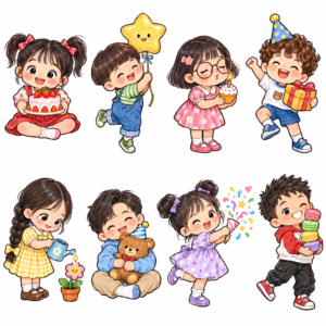 Sticker, Chibi Sinh Nhật, Em Bé Chibi (42)