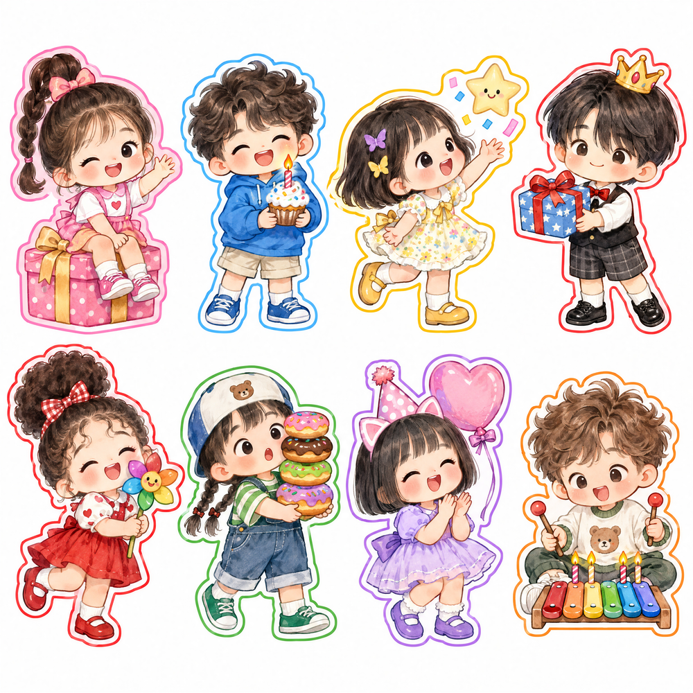 Sticker, Chibi Sinh Nhật, Em Bé Chibi (48)