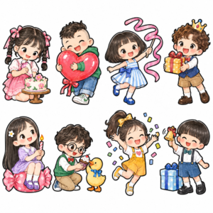 Sticker, Chibi Sinh Nhật, Em Bé Chibi (52)
