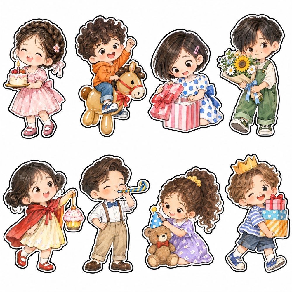 Sticker, Chibi Sinh Nhật, Em Bé Chibi (53)