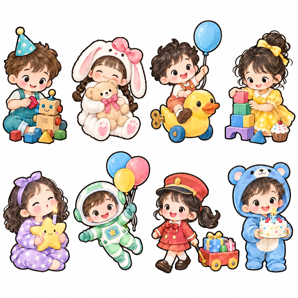 Sticker, Chibi Sinh Nhật, Em Bé Chibi (55)