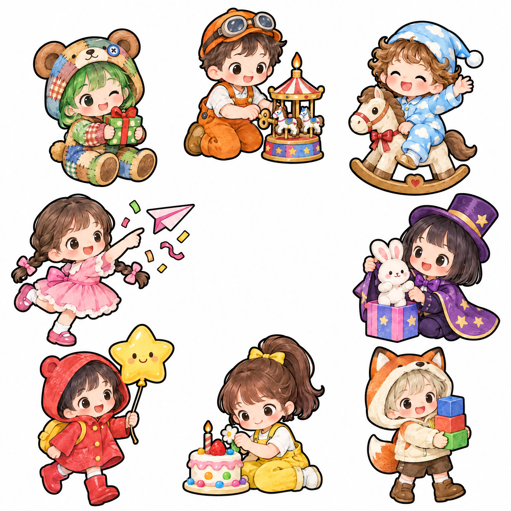 Sticker, Chibi Sinh Nhật, Em Bé Chibi (58)